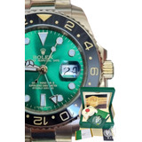 Relógio Rolex Gmt Master Verde Dourado Base Eta 3035 Caixa