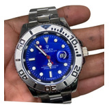 Relógio Rolex Masculino Rolex Yacht Master Prata Com Azul