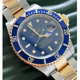 Relógio Rolex Submariner 16613 Aço/ouro Azul Ano 2004.