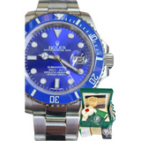 Relogio Rolex Submariner Azul Smurf Base Eta 3035 C/ Caixa