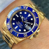 Relógio Rolex Submariner Dourado Com Caixa