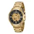 Relogio Seculus Masculino Automático Esqueleto Dourado 100m Cor Do Fundo Preto