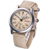 Relógio Seiko 5 Snk803 Automatico Militar Mm Midsize 37 Cor Da Correia Bege Cor Do Bisel Prateado Cor Do Fundo Bege