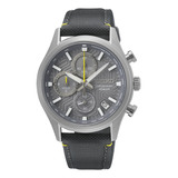 Relógio Seiko Masculino Chronograph Ssb423 G1gx Correia Cinza escuro Bisel Prateado Fundo Cinza