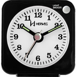 Relógio Silencioso Despertador Preto Pequeno Herweg 2510