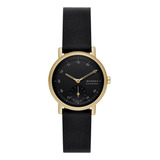 Relógio Skagen Kuppel Lille Couro Dourado 2 Anos Garantia