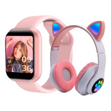 Relógio Smartwatch Feminino Fone De Ouvido Lad Gatinho Nfe