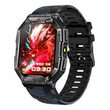 Relógio Smartwatch Haiz Sport Pro Tela 2 1 Faz Ligações Caixa Camuflado Pulseira Cinza escuro Bisel Prateado
