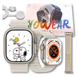 Relógio Smartwatch Série 12 Ultima Geração Masculin Feminino Caixa Prateado Pulseira Branco Bisel Prateado Desenho Da Pulseira Oceano