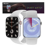 Relógio Smartwatch W29s Masculino Feminino Series 9 Chat Gpt Caixa Prateado Pulseira Branco Bisel Prata Desenho Da Pulseira Silicone