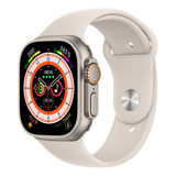 Relógio Smartwatch Watch 9 Pro Max C Nfc Já Caixa Prateado Pulseira Bege