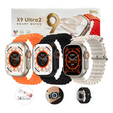 Relógio Smartwatch X9 Ultra 2 Amoled Nfc Bluetooth Relogios Caixa Branco Pulseira Preto Bisel Preto Desenho Da Pulseira Mesh
