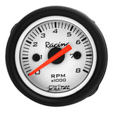 Relógio Tacômetro Conta Giros 8000 Rpm 52mm Willtec Branco