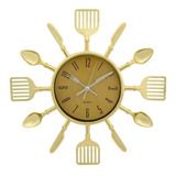 Relógio Talheres Faca Colher Dourado Cozinha