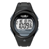 Relógio Timex Ironman Triathlon Unissex 75k608 Correia Preto Bisel Preto Fundo Prateado