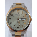 Relógio Timex Masculino Indiglo Aço 2 Tons Novo S/ Uso