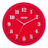 Relógio Vermelho Parede Quartz 27cm Redondo Sala Cozinha