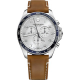 Relógio Victorinox Masculino Fieldforce Swiss Army 241900 Cor Da Correia Bege Cor Do Bisel Azul escuro Cor Do Fundo Prateado