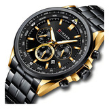 Relógios Cronógrafos De Luxo Curren 8399 Com Pulseira De Calendário Cor Preta