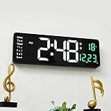 Relógios De Parede Grande Led Digital Com Dia Data Mês E Temperatura Com Controle Remoto Laranja