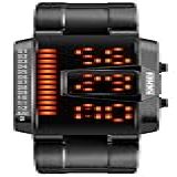 Relógios Masculinos De Design Binário Exclusivo Led Relógio Esportivo à Prova D'água Criativo Relógios De Aço Inoxidável Para Homens, Preto