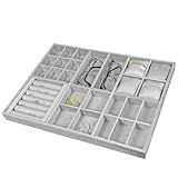 Reluz Art Organizador Para Joias Gaveta Veludo Para Acessórios- Relógios- Anéis- Óculos E Colares -45 X 35 X 3-5cm- Cinza-