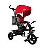 Replay Kids Triciclo Infantil Bebê Waygo Com Pedal Puxador 2 Em 1 Frente Ou Costas Cinto 3 Pontos Capota Porta Copos Objetos E Bolsa Até 25kgs Vermelho