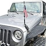 RERPRO Bandeira Com Mastro E Suporte De Montagem Para Jeep Wrangler JK 2007 2018 2007 2018 2 Portas 2 Portas 4 Acessórios De Montagem De Trava De Capô Suporte De Bandeira 360 Liga De Alumínio Ajustável Preto