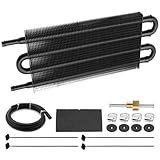 Resfriador De óleo De Transmissão De 4 Fileiras- Controle Remoto Universal De Alumínio De 4 Passagens- Kit De Refrigerador De óleo Do Motor De 5-40-6 Cm Com Kit De Montagem De Mangueira De Radiador