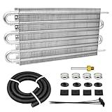 Resfriador De Transmissão De Tubo E Aleta Ultra Frio De 6 Passagens Kit Universal De 5-40-6 Cm Radiador De óleo 403 Alumínio Prata