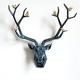 Resina 3d Decoração De Parede De Cabeça De Veado Grande Para Decoração De Decoração De Cetim De Casa Acessórios Escultura Abstrata Decoração De Parede De Cabeça De Animal Moderna Textura Azul L