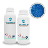 Resina Epóxi 1kg   Glitter Ag 10g Variedades Cor Azul Holográfico