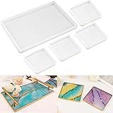 RESINWORLD Forma De Bandeja De Resina 1 Peça De Molde Retangular Grosso Com 4 Moldes De Porta Copos Quadrados Bandeja De Descanso Brilhante Molde De Silicone Para Fundição De Resina