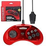 Retro-bit Controlador Oficial Sega Genesis 6 Botões Arcade Pad Para Sega Genesis – Porta Original (vermelho)