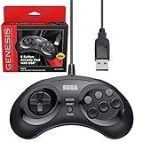Retro-bit Controlador Usb Oficial Sega Genesis Com 8 Botões Arcade Pad Para Sega Genesis Mini, Switch, Pc, Mac, Steam, Retropie, Raspberry Pi - Porta Usb (preto)