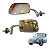 Retrovisor Fusca Mexicano Aço Inox Pé Zamac Cromado Par