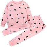 RETSUGO Conjunto De 2 Peças Para Meninas Blusa E Legging De Unicórnio Manga Com Babados Conjunto De Roupas Escolares D Coração Fofo Rosa 4 5 Anos