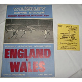Revista Futebol Programa + Ingresso Inglaterra X Gales 1964