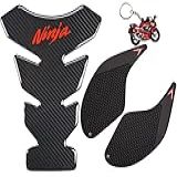 REVSOSTAR Adesivo De Vinil Para Motocicleta De Fibra De Carbono Real Almofada De Tração Lateral Do Tanque De Motocicleta Adesivo Antiderrapante Almofada De Tanque De Gás Para Ninja 250 300