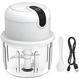 RHAFAYRE Mini Cortador De Alho Cortador De Alho Elétrico Sem Fio Com Copo De Vidro Mini Processador De Moedor De Alimentos De 293 Ml Para Vegetais Pequenos Cebola Tomate Pimenta Ervas 