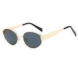 Ridering Óculos De Sol Ovais Retrô Para Mulheres E Homens Armação De Metal Vintage Clássico Proteção UV400 Para Viagens Ao Ar Livre Dourado Preto Tamanho Nico