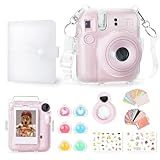 Rieibi Acessórios Para Fujifilm Instax Mini 12 O Pacote De Presente Inclui Capa Transparente Instax Mini 12 Com Alça Mini álbum De Fotos Espelho De Selfie Adesivos DIY Filtro De Cor Sem Câmera 