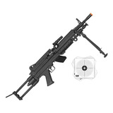 Rifle Airsoft Bivolt 6mm Automatico Rossi Lmg M249 Light