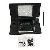 Rinbers Replacement Full Housing Plastic Shell Cover Case Kit Repair Parts With Bottons Stylus Pen Screws For Nintendo DS Lite NDSL Black