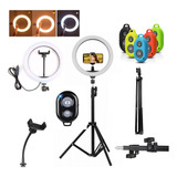 Ring Light 26cm Com Tripé De 2m E Controle Bluetooth Foto