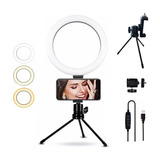 Ring Light 6 Polegadas De Mesa Com Suporte De Celular Cor Da Estrutura Preto Cor Da Luz Branco quente Branco frio Branco 110v 220v