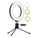 Ring Light De Mesa Iluminador De Led Tripé 6 Polegadas 16cm Estrutura Branco
