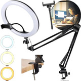 Ring Light Iluminador Led Braço Articulado Mesa Escrivaninha