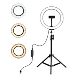 Ring Light Led 10 Polegadas Suporte Smartphone Tripe 2m