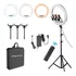 Ring Light Led 18 Polegadas Tomate Kitmlg089 Com Dimmer Y Tripé 1.8m Preto